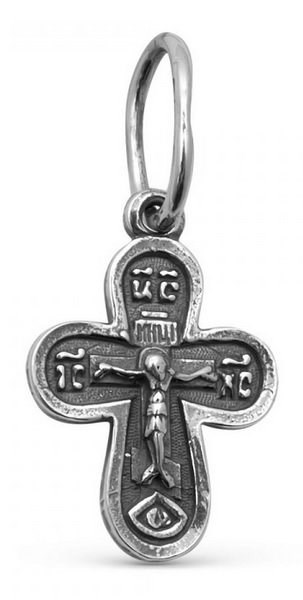 Крест серебрянный, Чернение (оксидирование), с корундами, Спаси и сохрани, Спаси и сохрани, 0.75 гр. 226513