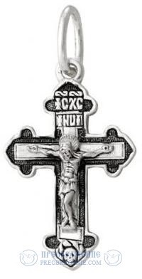 Крест серебрянный, Чернение (оксидирование), с корундами, коллекция "Иваново", 0.96 гр. 226393 - фото 10757