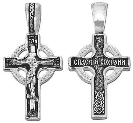 Крест серебрянный, Чернение (оксидирование), с корундами, коллекция "Санкт-Петербург", 1.34 гр. 226368