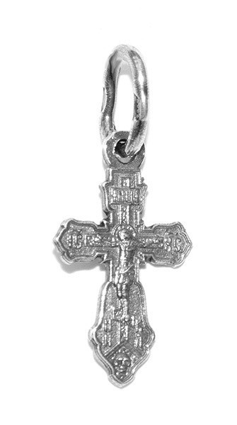 Крест серебрянный, Чернение (оксидирование), с корундами, Господи, помилуй мя грешного, коллекция "Липецк", 0.83 гр. 226367
