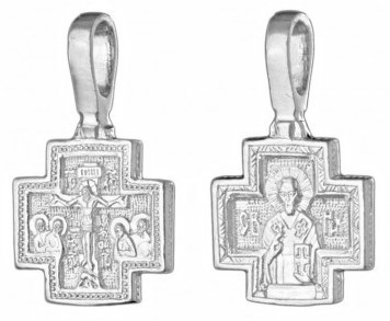 Крест серебрянный, с корундами, Николай Чудотворец, коллекция "Иваново", 1.73 гр. 226101