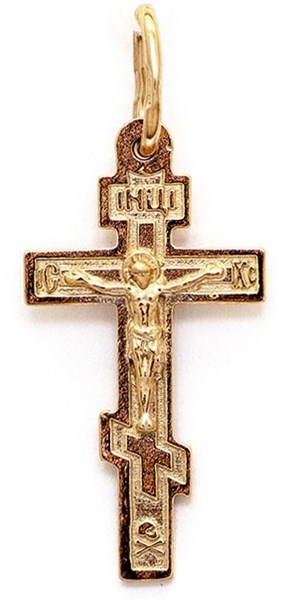Крест серебряный позолоченный (красный) 1.4 гр. 225976