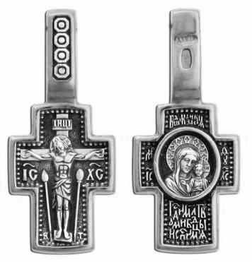 Крест серебряный черненый Казанская Божья Матерь 2.35 гр. 225972