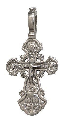 Крест серебрянный, Родий, с корундами, Спаси и сохрани, 1.99 гр. 225926