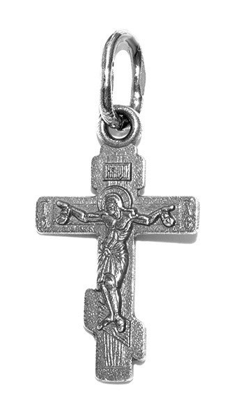 Крест серебрянный, Чернение (оксидирование), с корундами, Господи, помилуй мя грешного, коллекция "Липецк", 1.79 гр. 225909