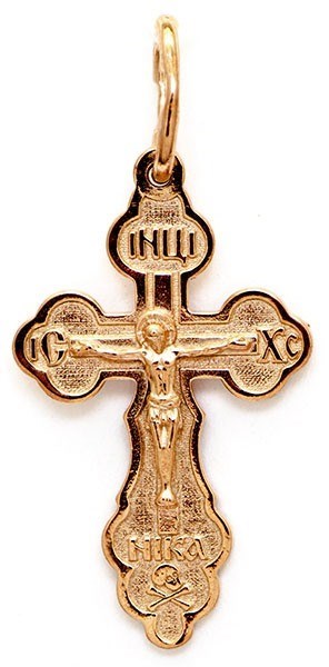 Крест серебряный позолоченный (красный) 1.59 гр. 225894