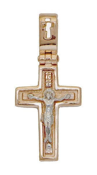 Крест серебрянный, Позолота красная 585*, с корундами, Глас, 1.33 гр. 225832