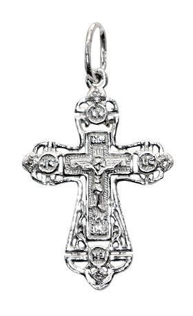 Крест серебрянный, с корундами, Царь Славы, 1.79 гр. 225799