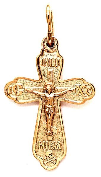 Крест серебряный позолоченный (красный) 1.85 гр. 225783