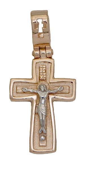 Крест серебрянный, Позолота красная 585*, с корундами, Глас, 1.41 гр. 225775