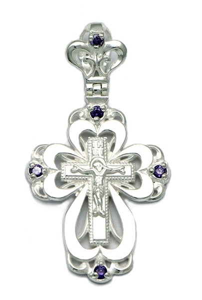 Крест серебрянный, с корундами, коллекция "Иваново", 3.03 гр. 225766
