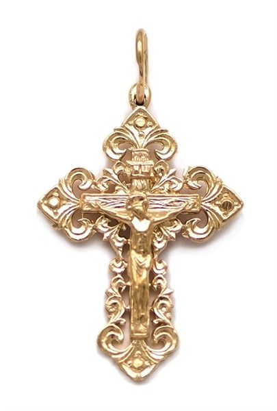 Крест серебряный позолоченный (красный) 2.35 гр. 225720