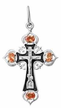 Крест серебрянный, с корундами, коллекция "Иваново", 2.42 гр. 225688