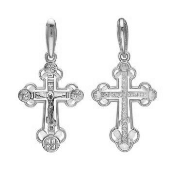 Крест серебрянный, с корундами, Спаси и сохрани, Аксиос, 1.46 гр. 225666