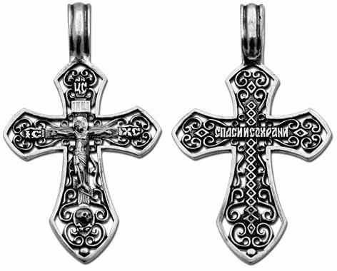 Крест серебрянный, Чернение (оксидирование), с корундами, коллекция "Санкт-Петербург", 3.60 гр. 225659