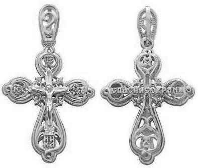 Крест серебрянный, с корундами, Спаси и сохрани, Аксиос, 1.92 гр. 225587
