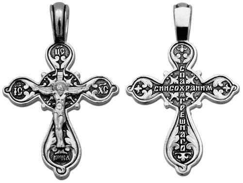 Крест серебрянный, Чернение (оксидирование), с корундами, коллекция "Санкт-Петербург", 4.88 гр. 225551