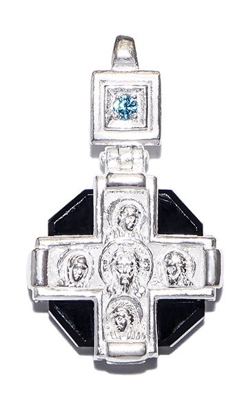 Крест серебрянный, с корундами, коллекция "Иваново", 3.12 гр. 225505