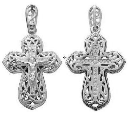 Крест серебрянный, с корундами, Спаси и сохрани, Аксиос, 2.13 гр. 225502