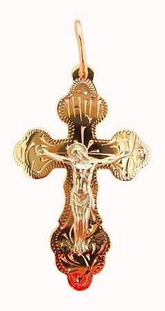 Крест серебряный позолоченный (красный) 3.41 гр. 225496