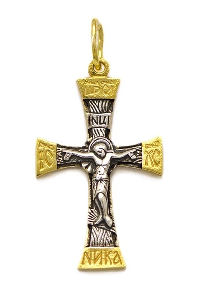 Крест серебрянный, Позолота красная 585*, с корундами, Духовное наследие, 2.83 гр. 225487
