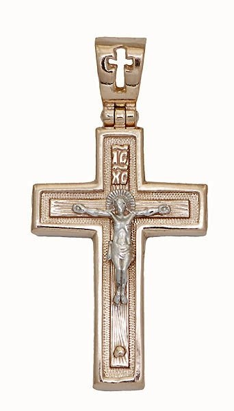 Крест серебряный позолоченный (красный) 2.75 гр. 225444