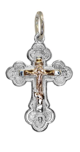 Крест серебро/золото, с корундами, Золотые купола, 1.05 гр. 225372