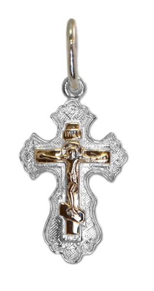 Крест серебро/золото, с корундами, Золотые купола, 0.65 гр. 225368
