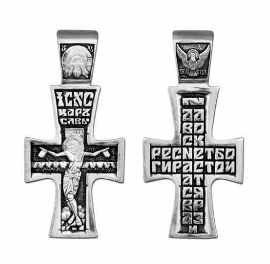 Крест серебрянный, Чернение (оксидирование), с корундами, коллекция "Санкт-Петербург", 7.20 гр. 225336