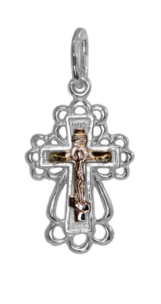 Крест серебро/золото, с корундами, Золотые купола, 0.87 гр. 225279