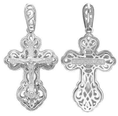 Крест серебрянный, с корундами, Спаси и сохрани, Аксиос, 3.38 гр. 225263 - фото 12999