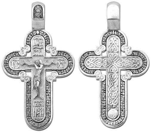 Крест серебрянный, Чернение (оксидирование), с корундами, коллекция "Санкт-Петербург", 7.60 гр. 225253