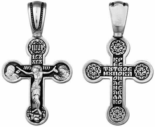 Крест серебрянный, Чернение (оксидирование), с корундами, коллекция "Санкт-Петербург", 9.00 гр. 225227