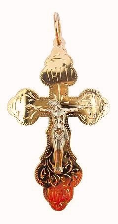 Крест серебряный позолоченный (красный) 6.59 гр. 225182