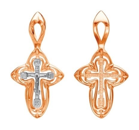 Крест серебряный позолоченный (красный) Спаси и Сохрани 3.89 гр. 225165