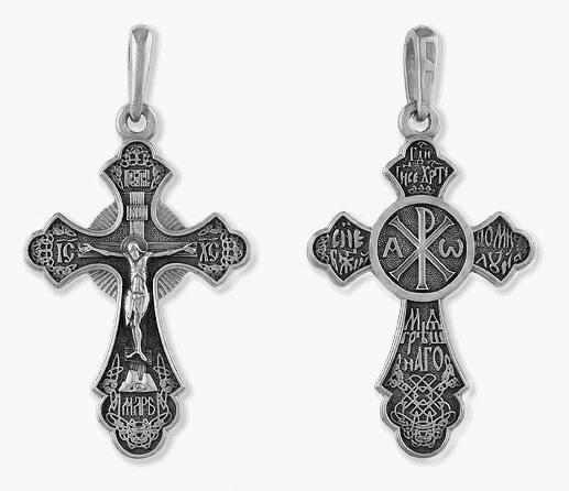 Крест серебрянный, Чернение (оксидирование), с корундами, коллекция "Липецк", 3.85 гр. 225108 - фото 13308