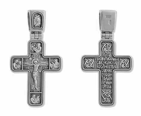 Крест серебрянный, Чернение (оксидирование), с корундами, коллекция "Липецк", 11.00 гр. 224866