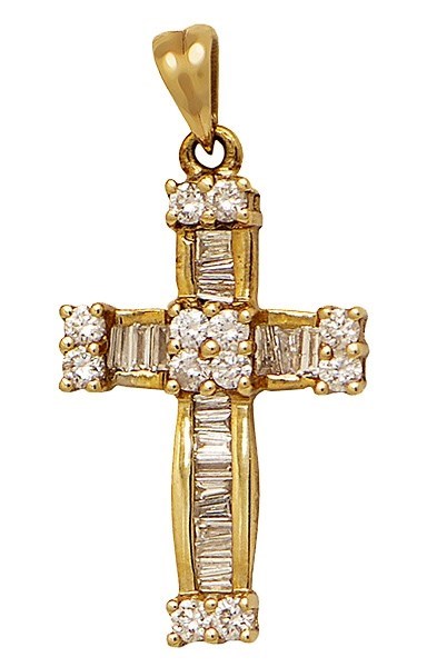 Крестик золотой с бриллиантами 1 гр. 224738