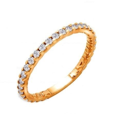 Кольцо спаси и сохрани золотое женское с фианитами с молитвой венчальное от 1.71 гр. 224444