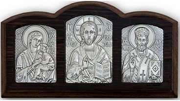 Икона литая дорожная серебряная КТ-02ТП кожа 224361 - фото 14534