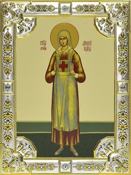 Икона освященная Аполлинария Тупицына серебро 925 18х24 см со стразами 239301 - фото 14730