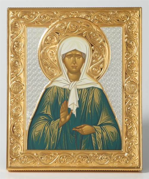Икона 12*14 прокат золочение серебро Матрона 239255 - фото 14805