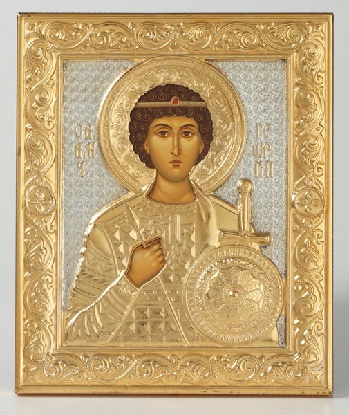 Икона Георгий Победоносец 12*14 прокат золочение серебро 239253