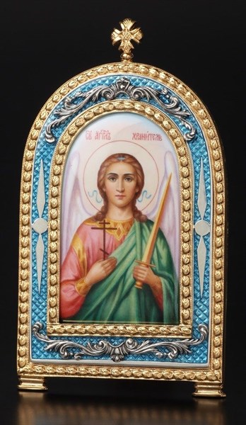 Икона настольная финифть эмаль золочение Ангел-Хранитель 238940