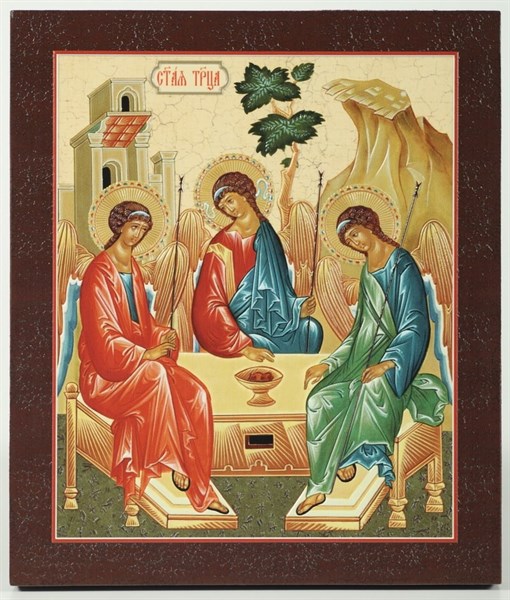 Икона на дереве 22х26 объёмная Троица 238586