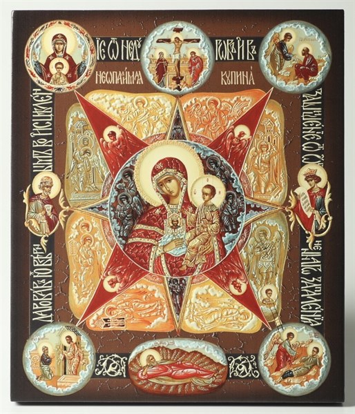 Икона на дереве 22х26 объёмная Неопалимая Купина 238544