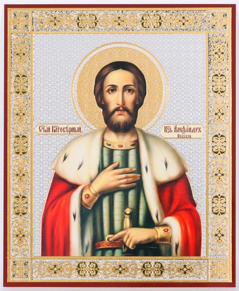 Икона Александр Невский на дереве 18х50 арочная объёмная 238395 - фото 15219