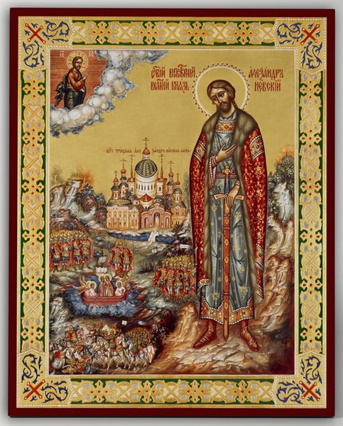Икона на дереве 40х50 объемная Александр Невский 238376