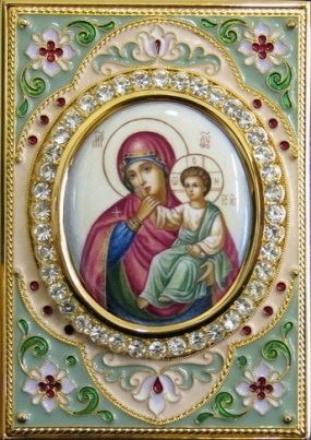 Икона именная эмаль финифть золочение Отрада и утешение 237561 - фото 15469