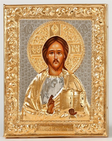 Икона живописная в ризе 11х13 объемная золочение Спаситель 237267 - фото 15774
